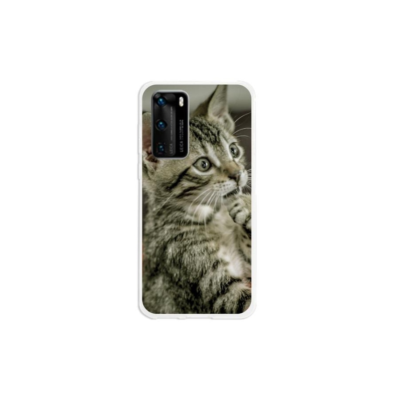 Gelové pouzdro mmCase na mobil Huawei P40 - roztomilá kočka