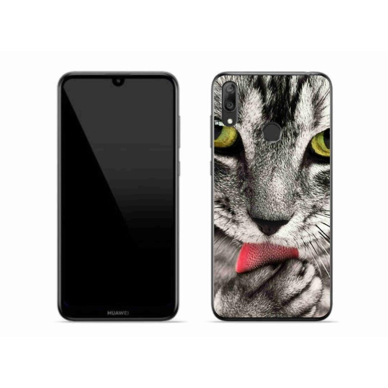 Gelové pouzdro mmCase na mobil Huawei Y7 (2019) - zelené kočičí oči