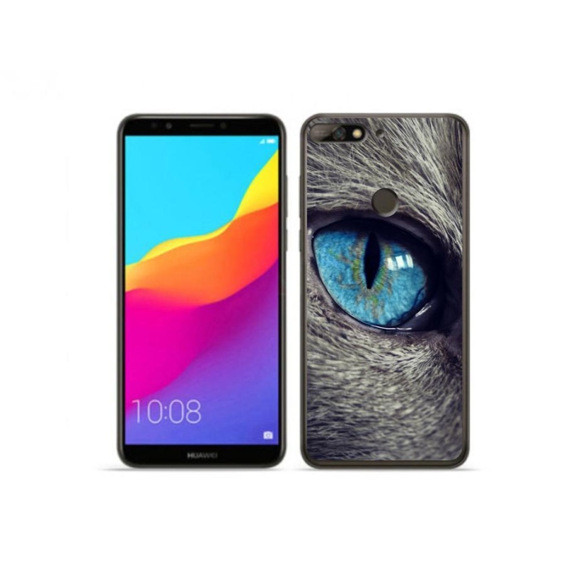 Gelové pouzdro mmCase na mobil Huawei Y7 Prime (2018) - modré kočičí oko
