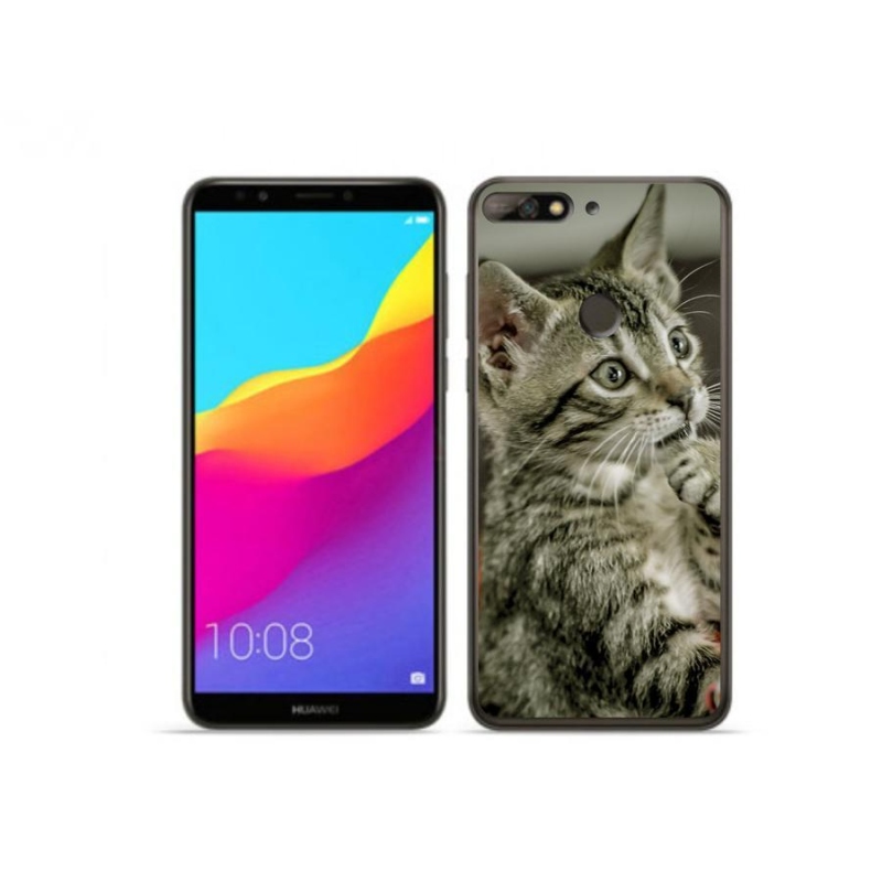 Gelové pouzdro mmCase na mobil Huawei Y7 Prime (2018) - roztomilá kočka