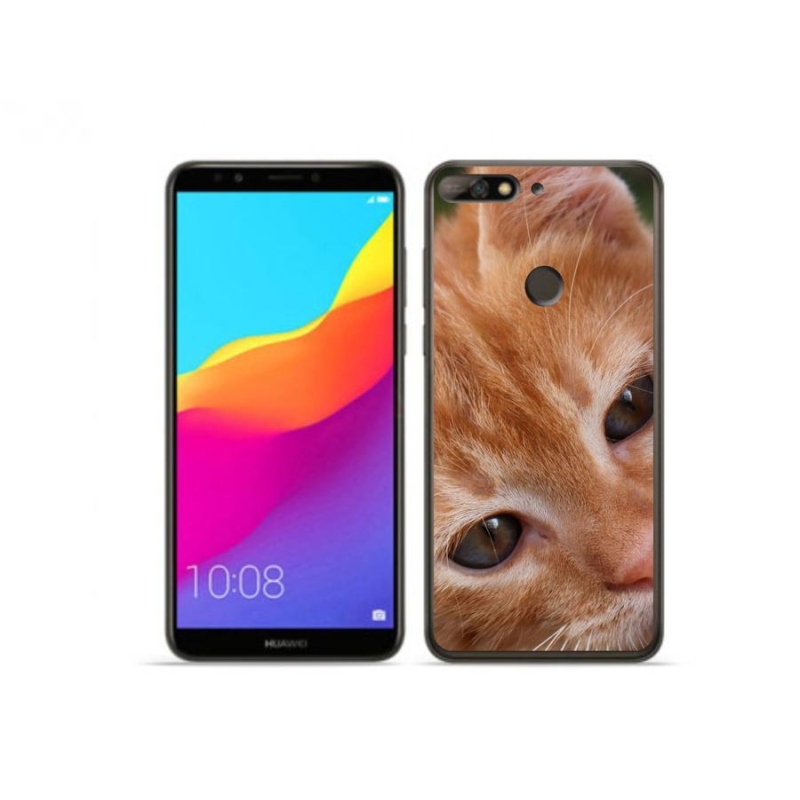 Gelové pouzdro mmCase na mobil Huawei Y7 Prime (2018) - zrzavé kotě