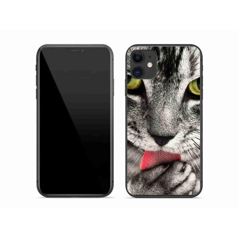 Gelové pouzdro mmCase na mobil iPhone 11 - zelené kočičí oči