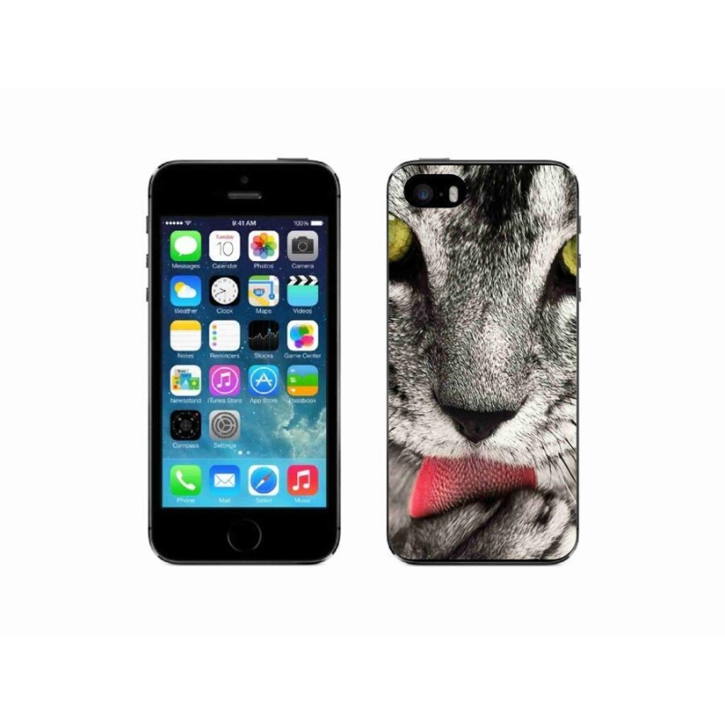 Gelové pouzdro mmCase na mobil iPhone 5/5s - zelené kočičí oči