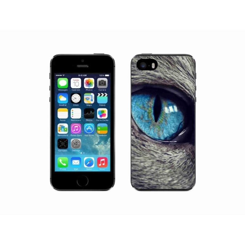 Gelové pouzdro mmCase na mobil iPhone SE (2016) - modré kočičí oko