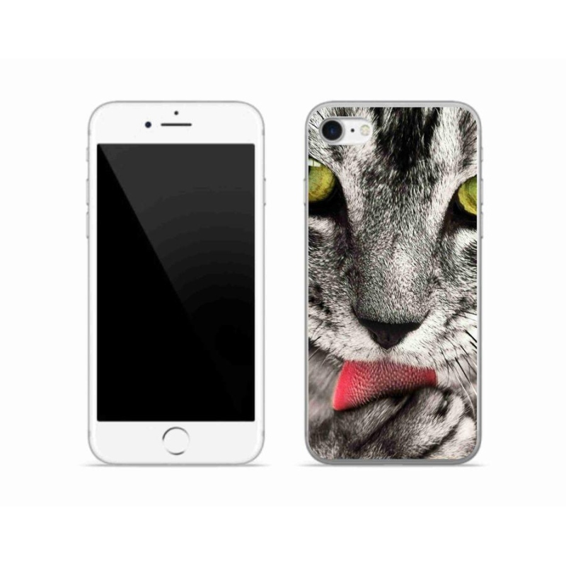 Gelové pouzdro mmCase na mobil iPhone SE (2022) - zelené kočičí oči
