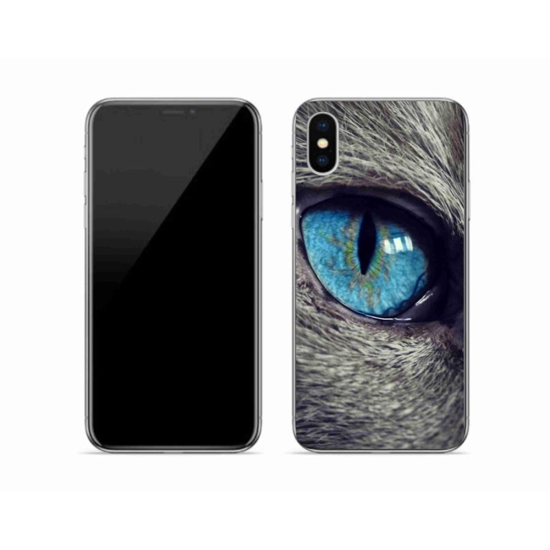Gelové pouzdro mmCase na mobil iPhone X - modré kočičí oko