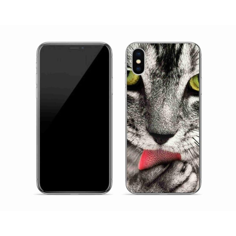 Gelové pouzdro mmCase na mobil iPhone X - zelené kočičí oči