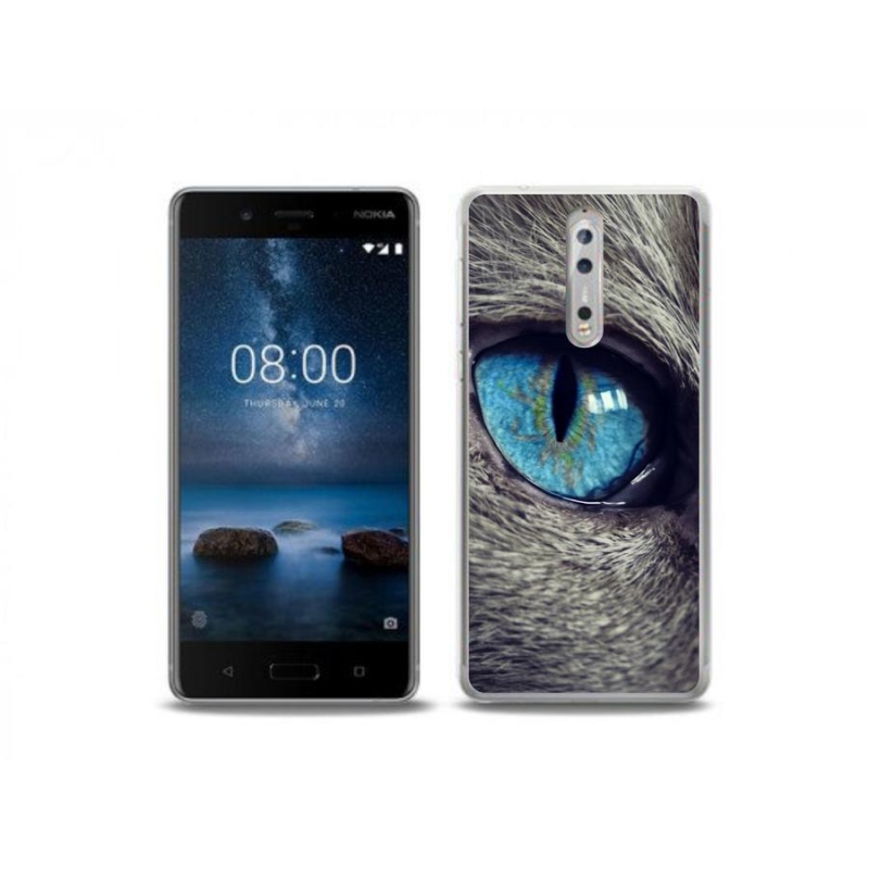 Gelové pouzdro mmCase na mobil Nokia 8 - modré kočičí oko