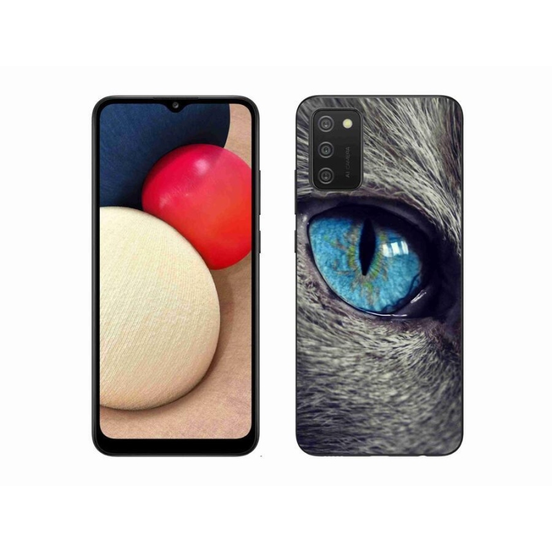 Gelové pouzdro mmCase na mobil Samsung Galaxy A02s (164.2x75.9x9.1mm) - modré kočičí oko