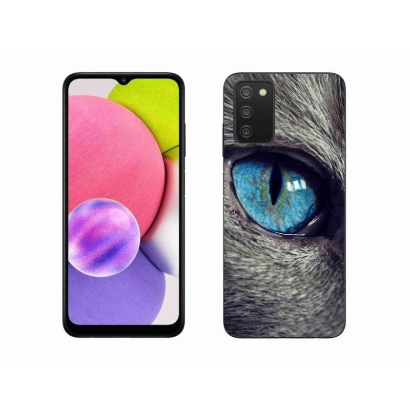Gelové pouzdro mmCase na mobil Samsung Galaxy A03s (166.6 x 75.9 x 9.1) - modré kočičí oko