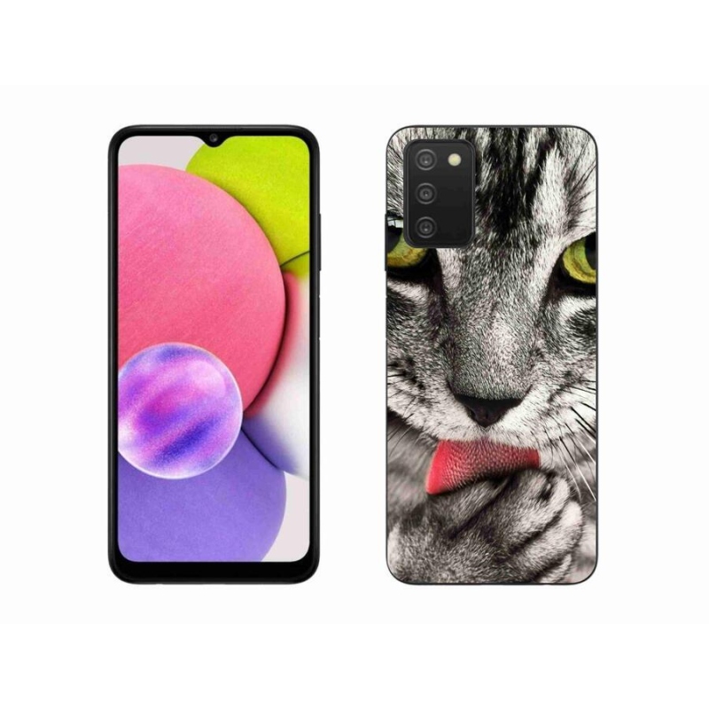 Gelové pouzdro mmCase na mobil Samsung Galaxy A03s (166.6 x 75.9 x 9.1) - zelené kočičí oči