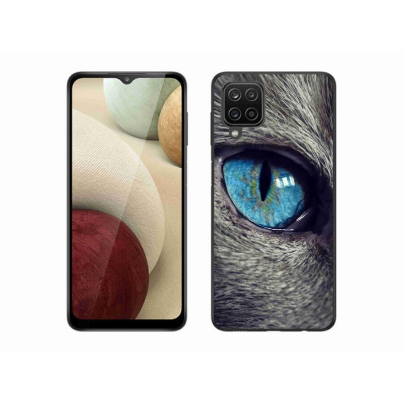 Gelové pouzdro mmCase na mobil Samsung Galaxy A12 - modré kočičí oko