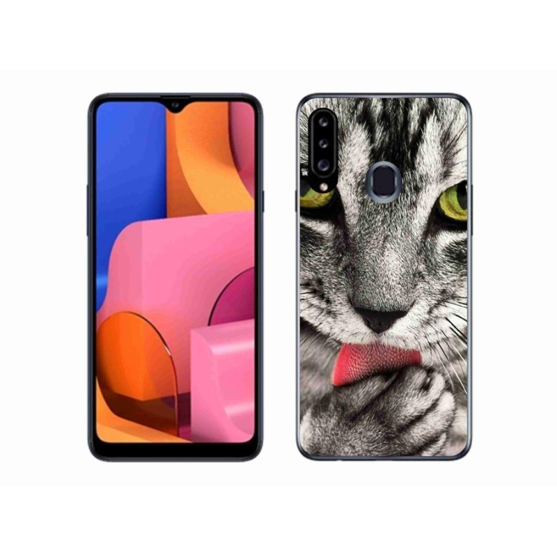 Gelové pouzdro mmCase na mobil Samsung Galaxy A20s - zelené kočičí oči