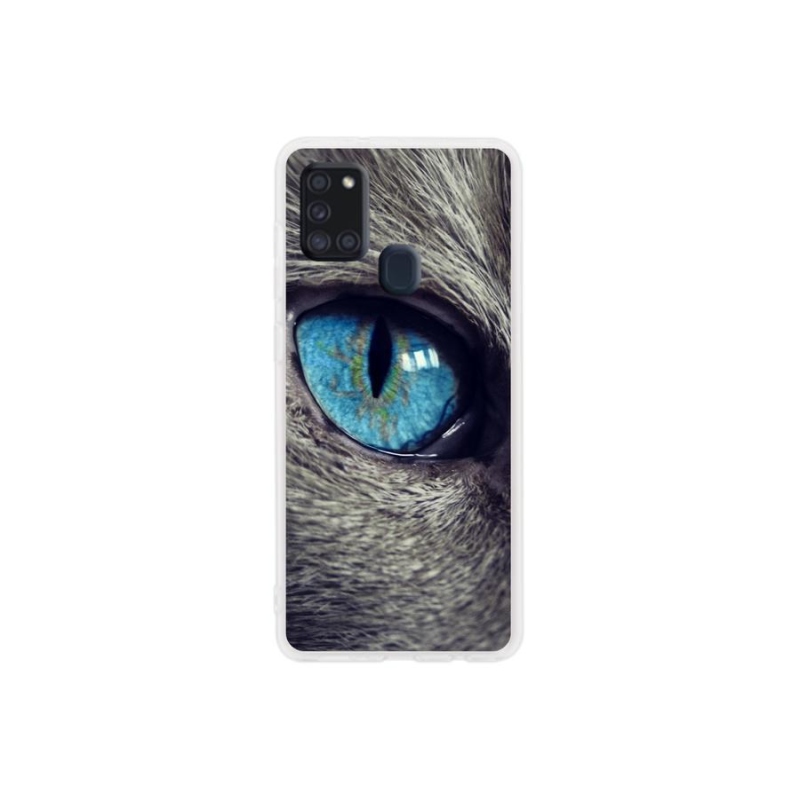 Gelové pouzdro mmCase na mobil Samsung Galaxy A21s - modré kočičí oko