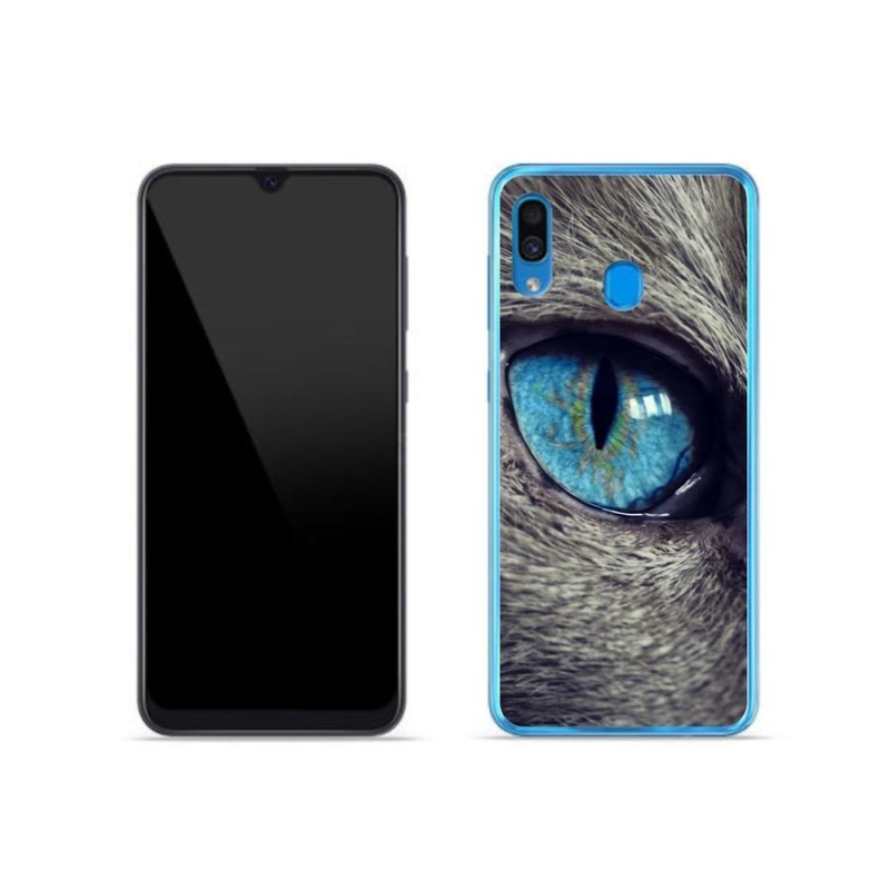 Gelové pouzdro mmCase na mobil Samsung Galaxy A30 - modré kočičí oko