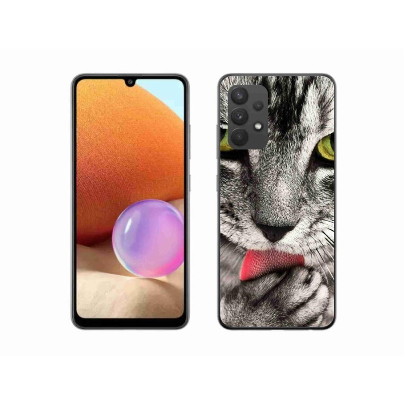 Gelové pouzdro mmCase na mobil Samsung Galaxy A32 4G - zelené kočičí oči
