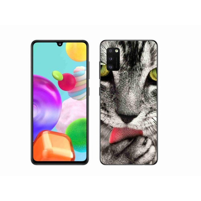 Gelové pouzdro mmCase na mobil Samsung Galaxy A41 - zelené kočičí oči