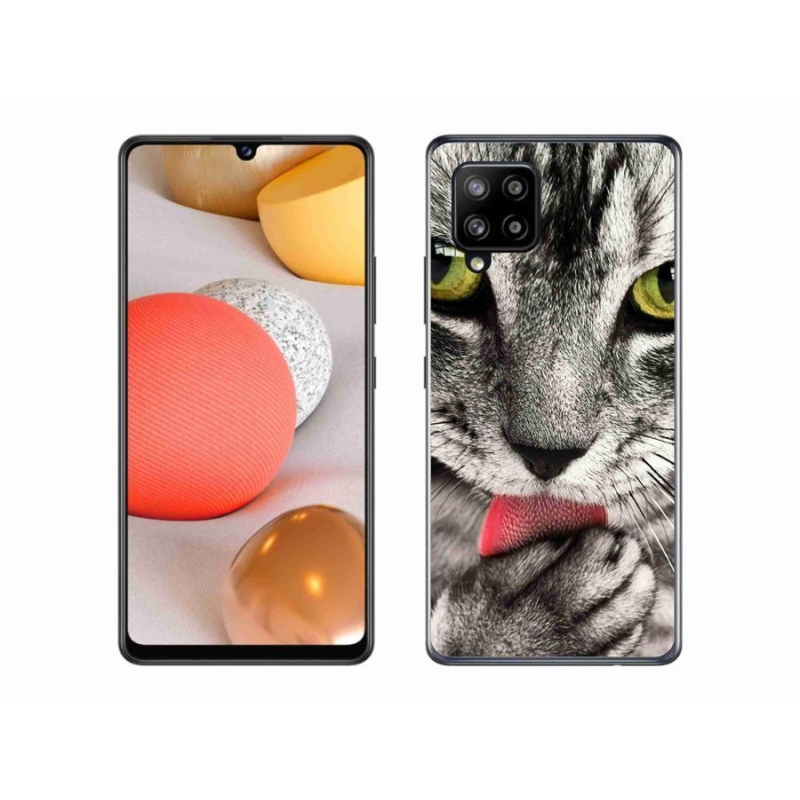 Gelové pouzdro mmCase na mobil Samsung Galaxy A42 5G - zelené kočičí oči