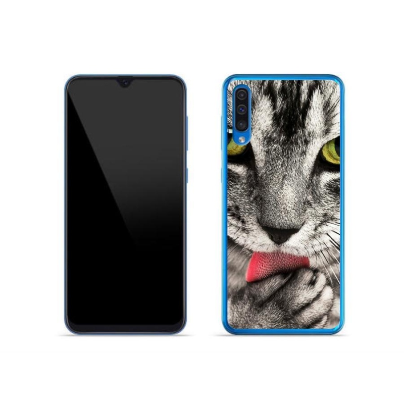 Gelové pouzdro mmCase na mobil Samsung Galaxy A50 - zelené kočičí oči