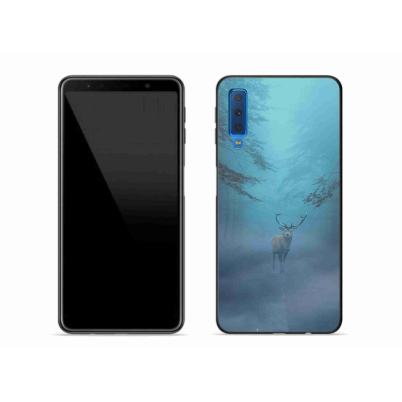 Gelové pouzdro mmCase na mobil Samsung Galaxy A7 (2018) - jelen v mlze