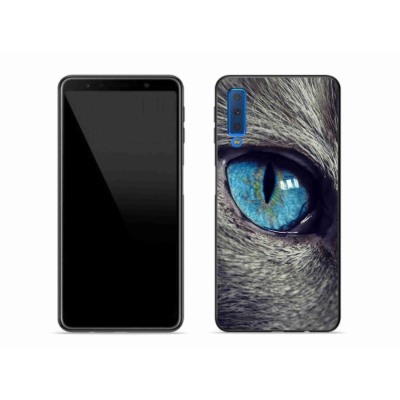 Gelové pouzdro mmCase na mobil Samsung Galaxy A7 (2018) - modré kočičí oko