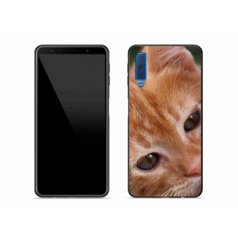 Gelové pouzdro mmCase na mobil Samsung Galaxy A7 (2018) - zrzavé kotě
