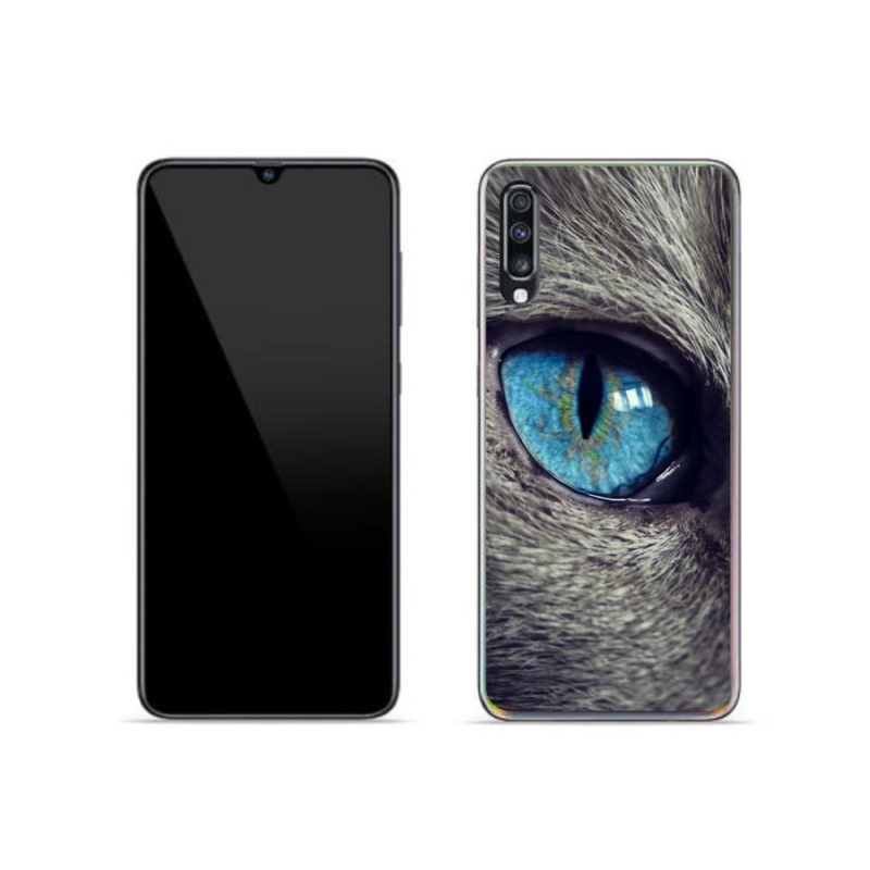 Gelové pouzdro mmCase na mobil Samsung Galaxy A70 - modré kočičí oko