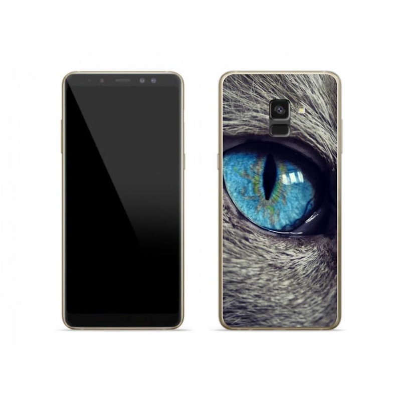Gelové pouzdro mmCase na mobil Samsung Galaxy A8 (2018) - modré kočičí oko