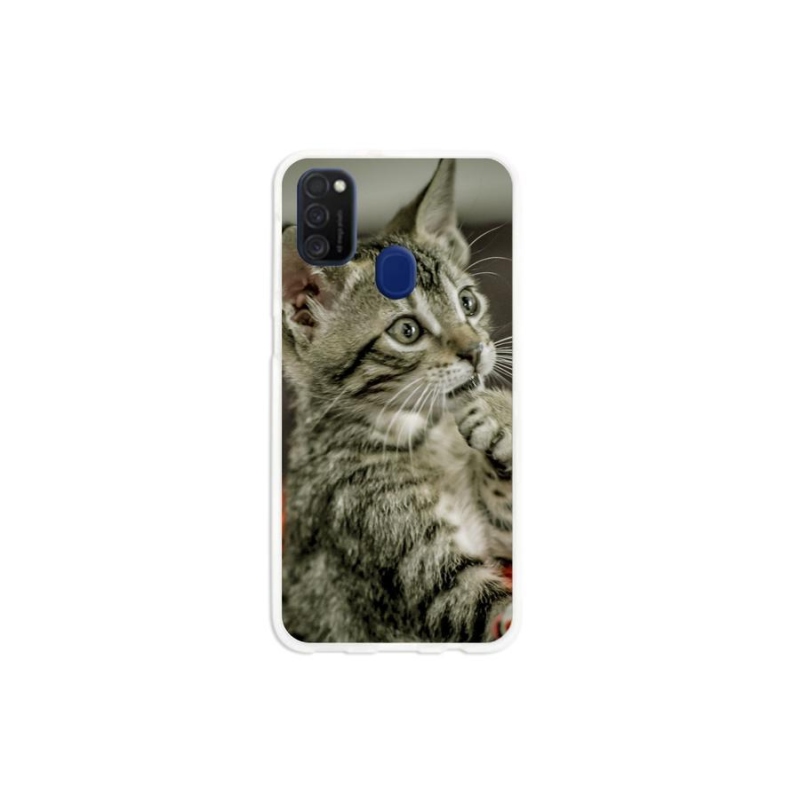 Gelové pouzdro mmCase na mobil Samsung Galaxy M21 - roztomilá kočka