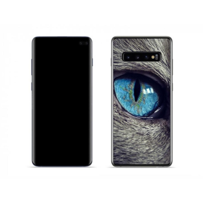 Gelové pouzdro mmCase na mobil Samsung Galaxy S10 - modré kočičí oko