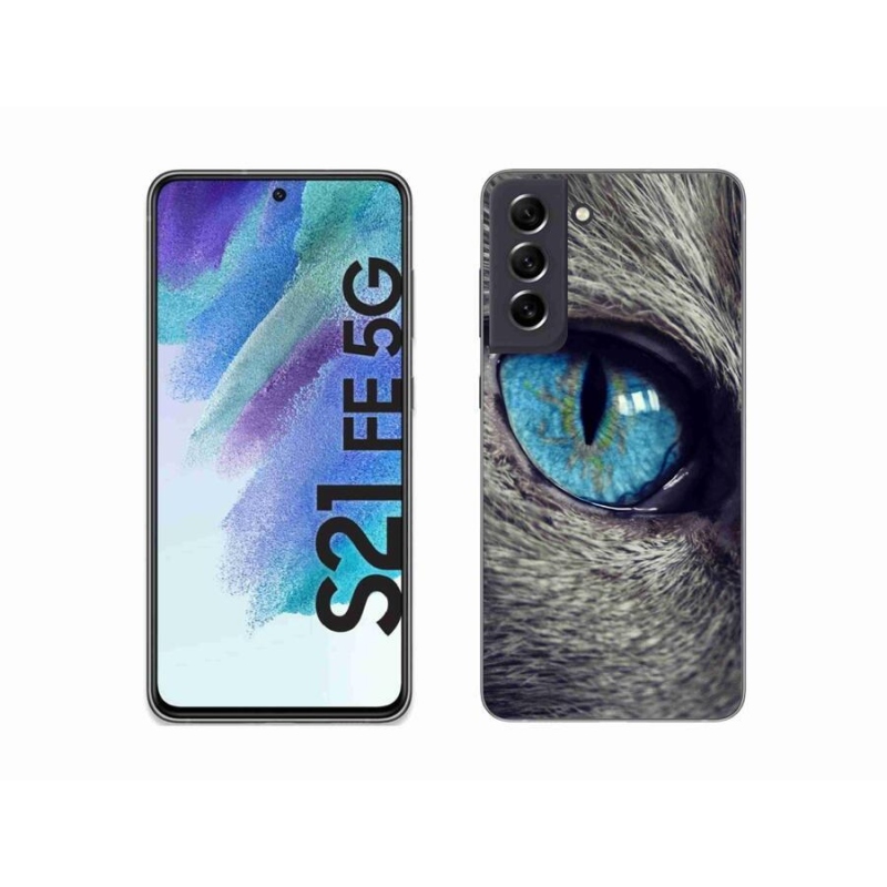 Gelové pouzdro mmCase na mobil Samsung Galaxy S21 FE 5G - modré kočičí oko