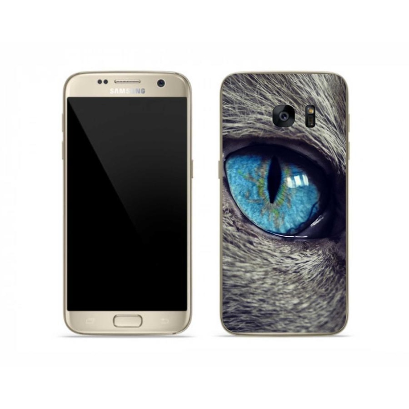 Gelové pouzdro mmCase na mobil Samsung Galaxy S7 - modré kočičí oko