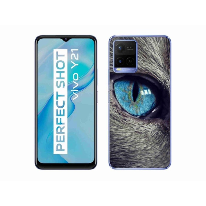 Gelové pouzdro mmCase na mobil Vivo Y21/Y21s/Y33s - modré kočičí oko