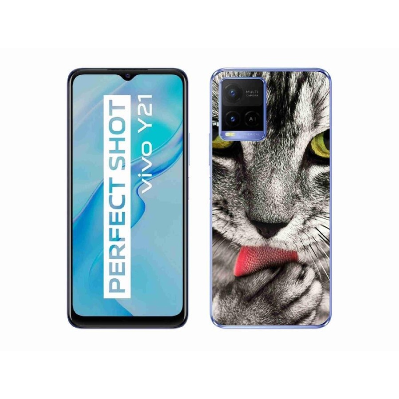 Gelové pouzdro mmCase na mobil Vivo Y21/Y21s/Y33s - zelené kočičí oči