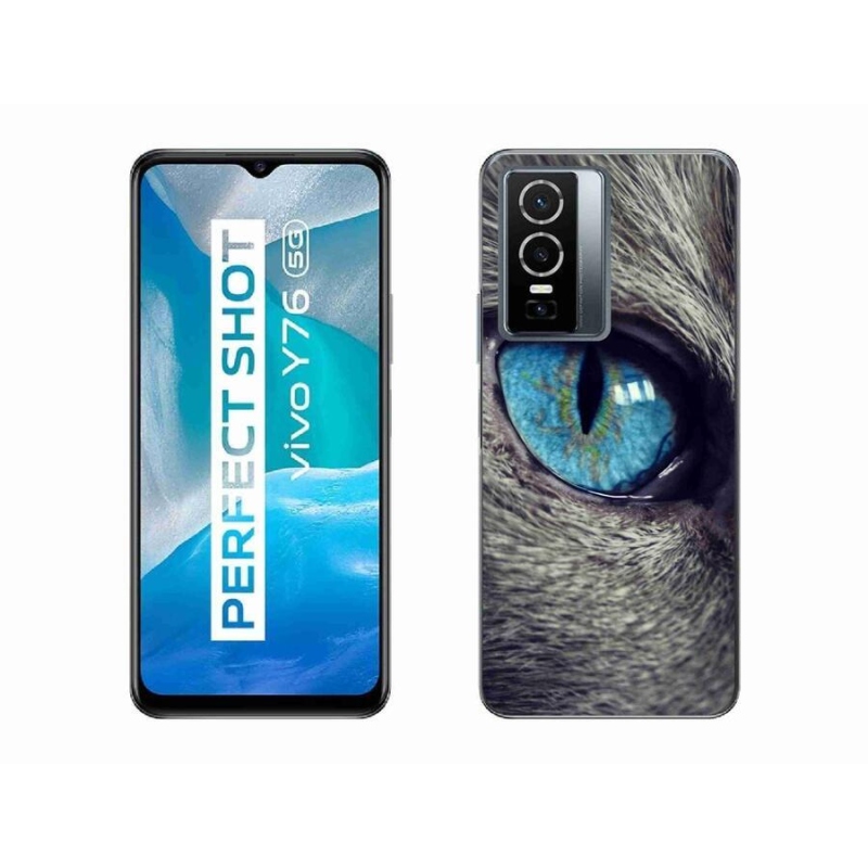 Gelové pouzdro mmCase na mobil Vivo Y76 5G - modré kočičí oko