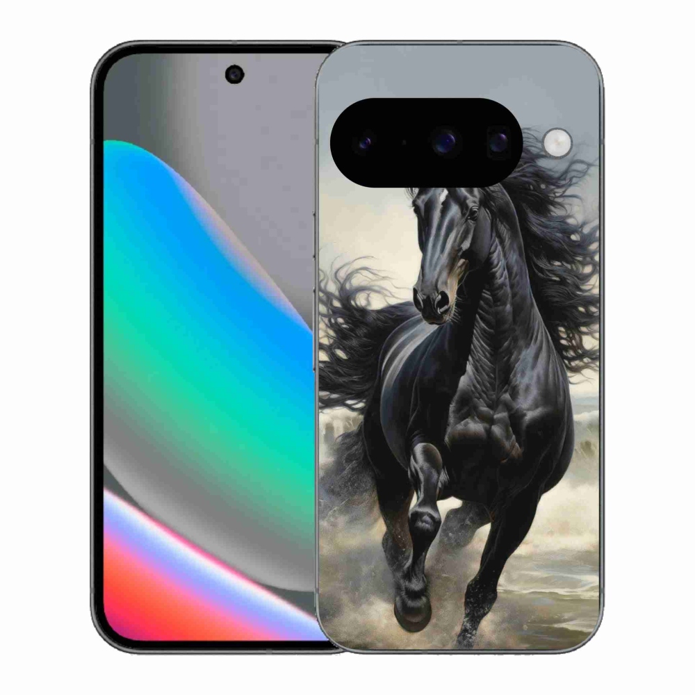Gelový kryt mmCase na Google Pixel 10 - běžící černý kůň