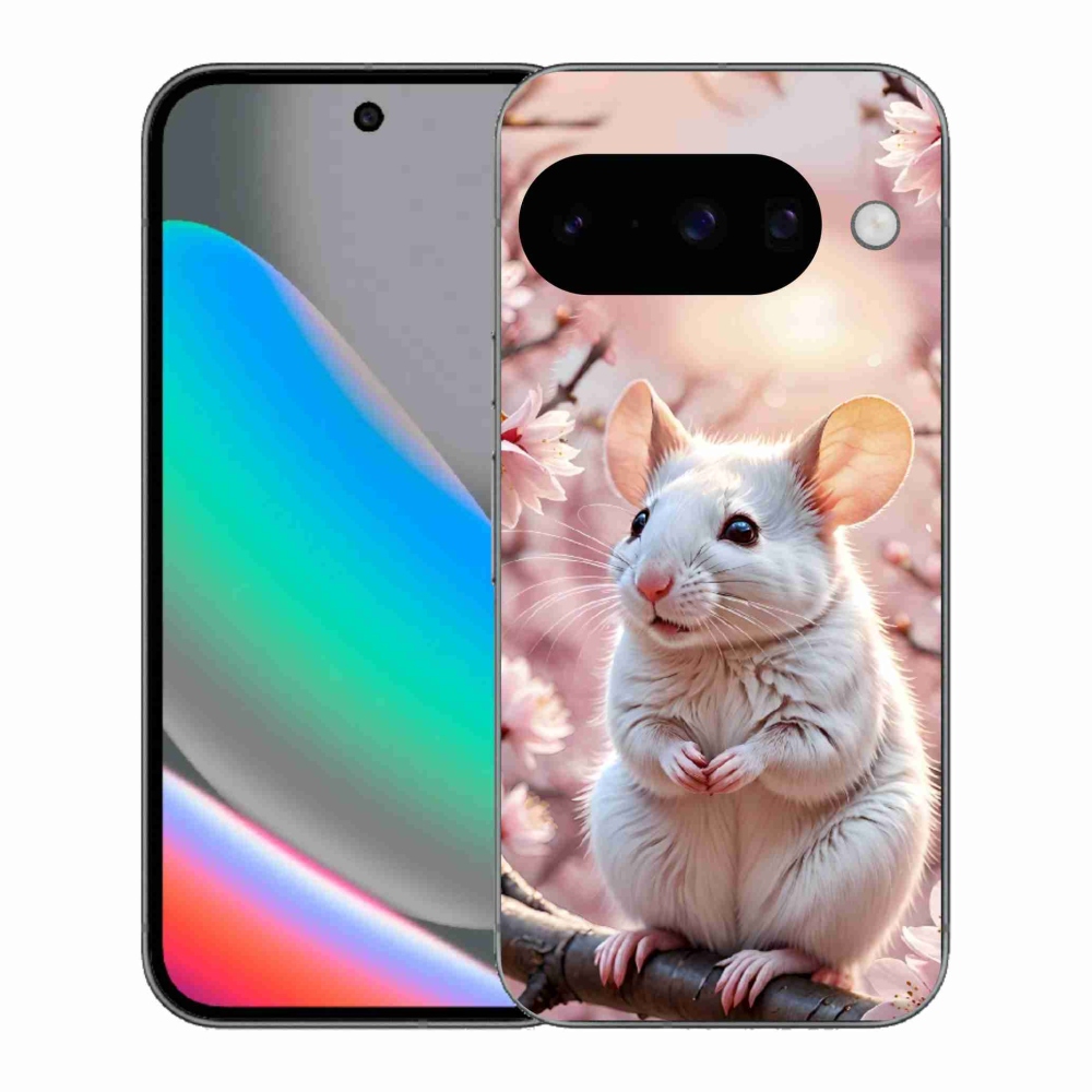 Gelový kryt mmCase na Google Pixel 10 - bílá myš na větvi