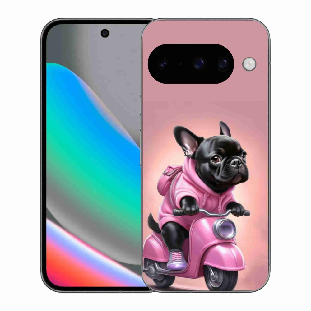 Gelový kryt mmCase na Google Pixel 10 - francouzský buldoček na skútru
