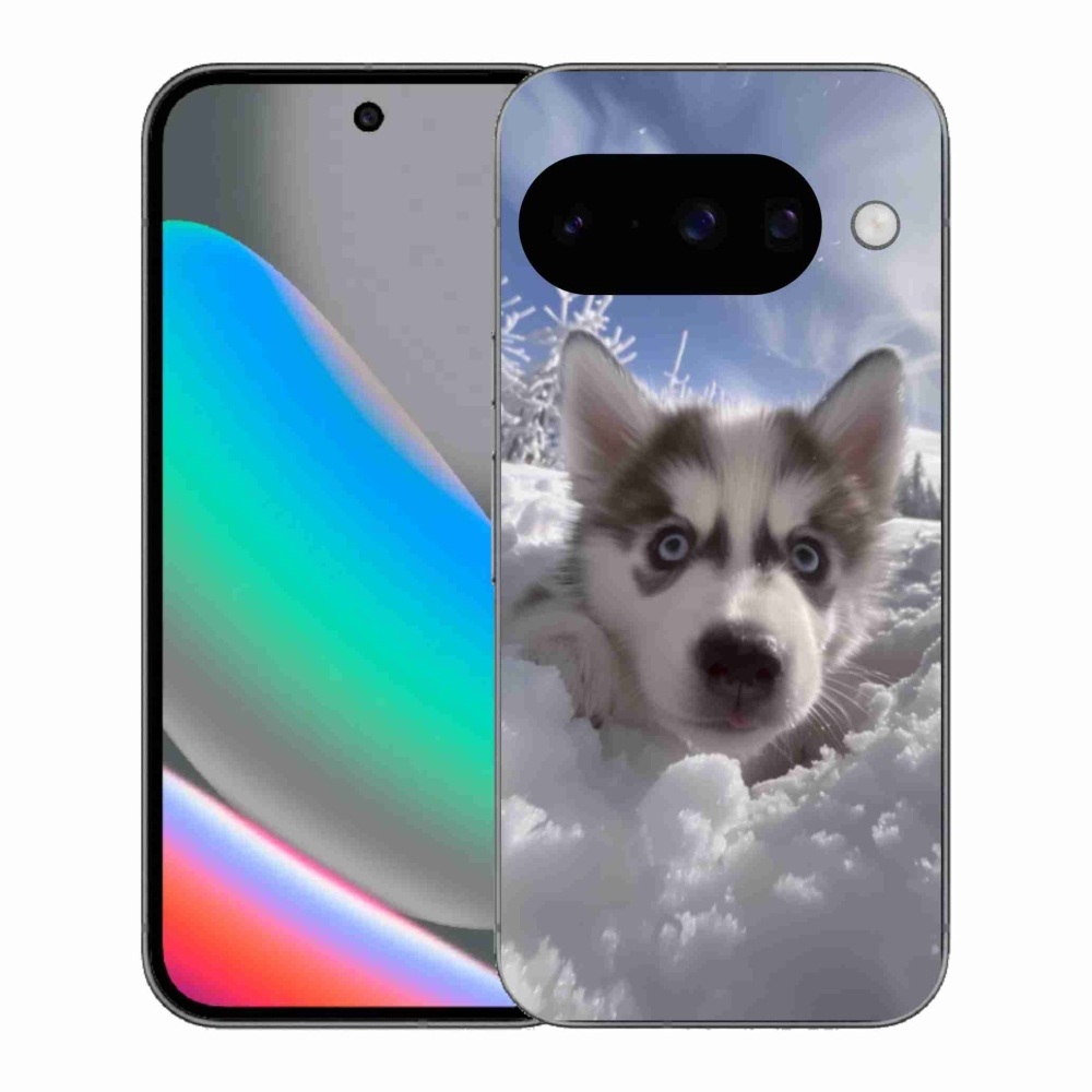 Gelový kryt mmCase na Google Pixel 10 - husky ve sněhu