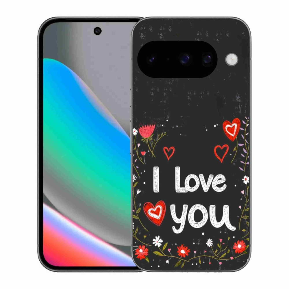 Gelový kryt mmCase na Google Pixel 10 - I love you černé pozadí