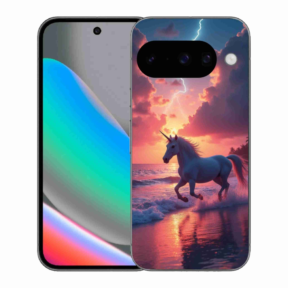Gelový kryt mmCase na Google Pixel 10 - jednorožec na pláži