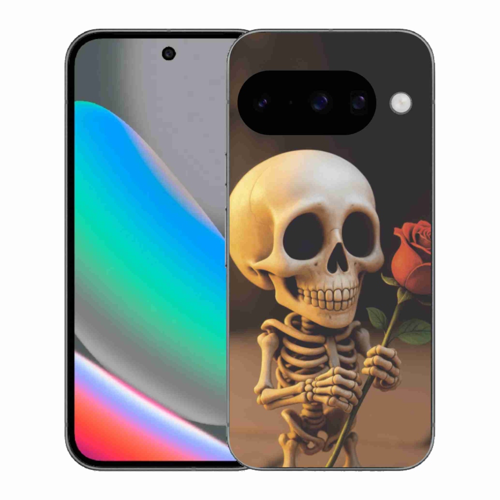 Gelový kryt mmCase na Google Pixel 10 - kostlivec s růží