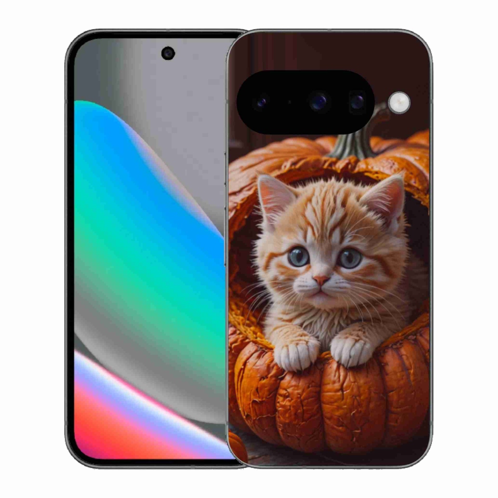 Gelový kryt mmCase na Google Pixel 10 - kotě a dýně 2
