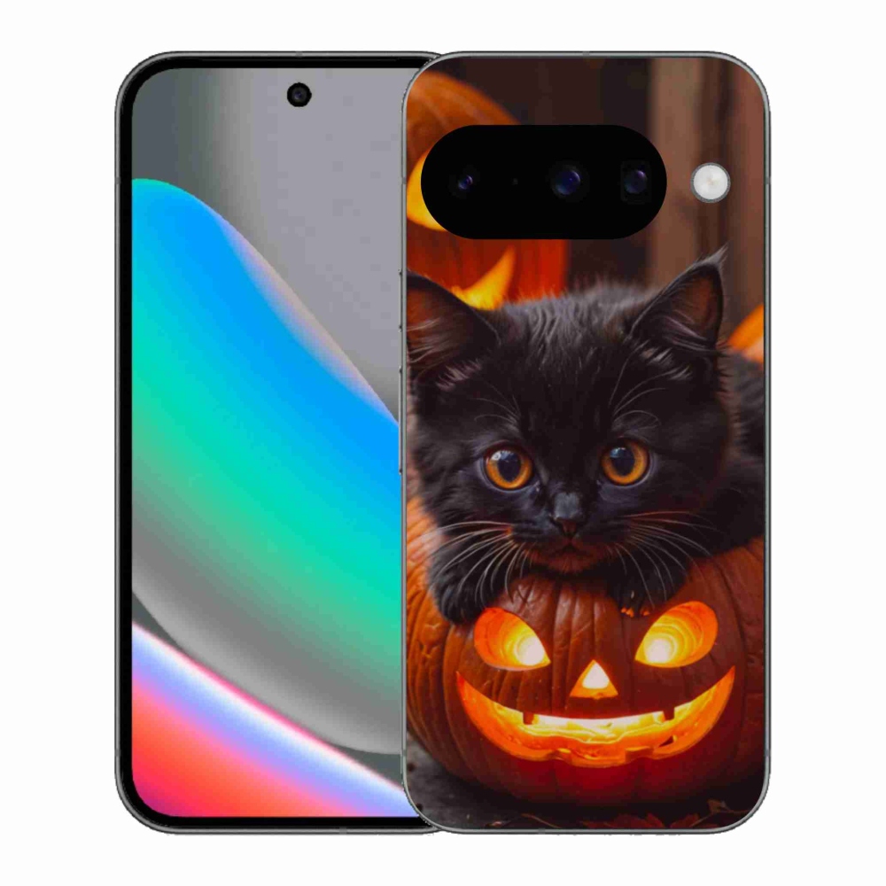 Gelový kryt mmCase na Google Pixel 10 - kotě a dýně