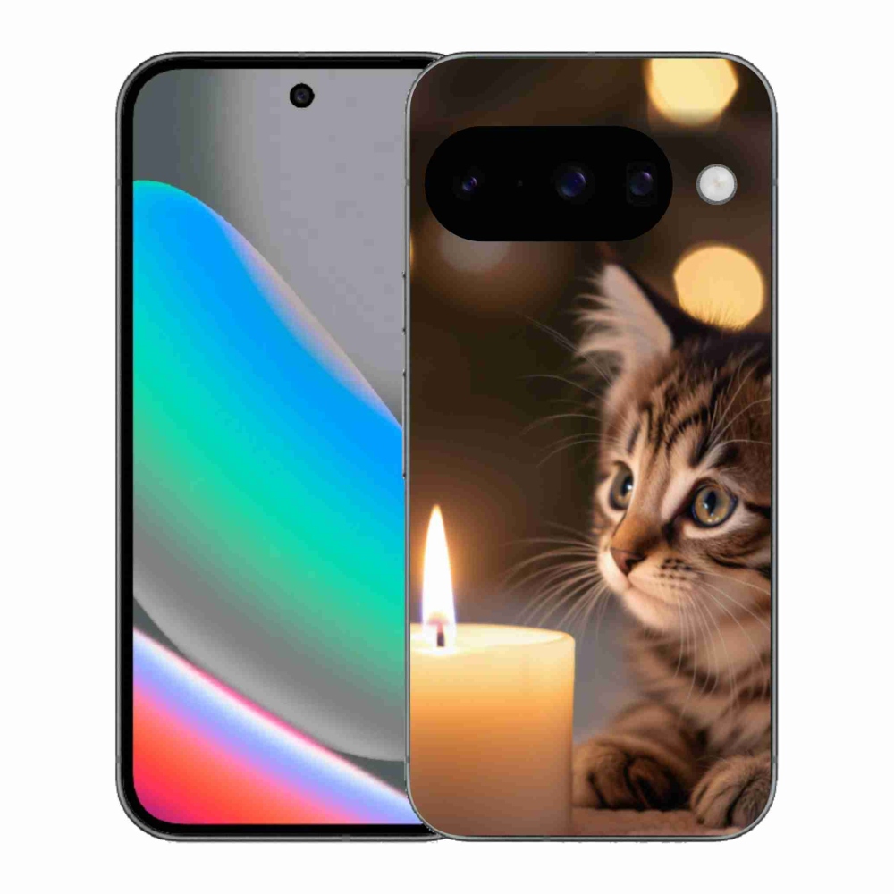 Gelový kryt mmCase na Google Pixel 10 - kotě a svíčka