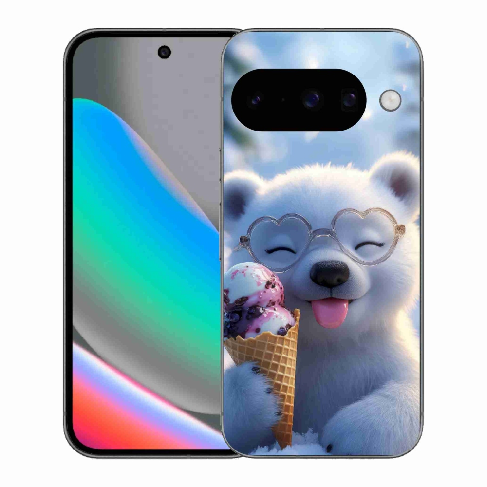 Gelový kryt mmCase na Google Pixel 10 - medvídek se zmrzlinou