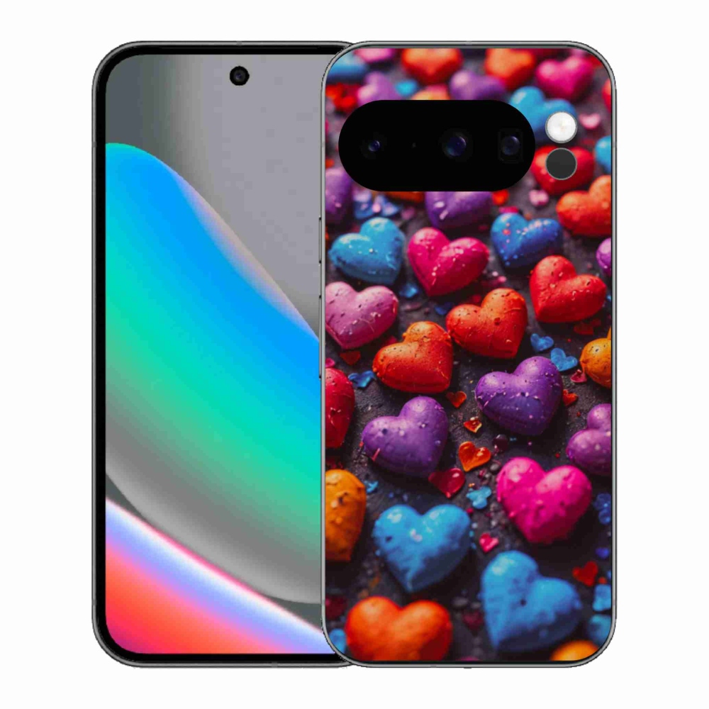 Gelový kryt mmCase na Google Pixel 10 Pro - barevná srdce