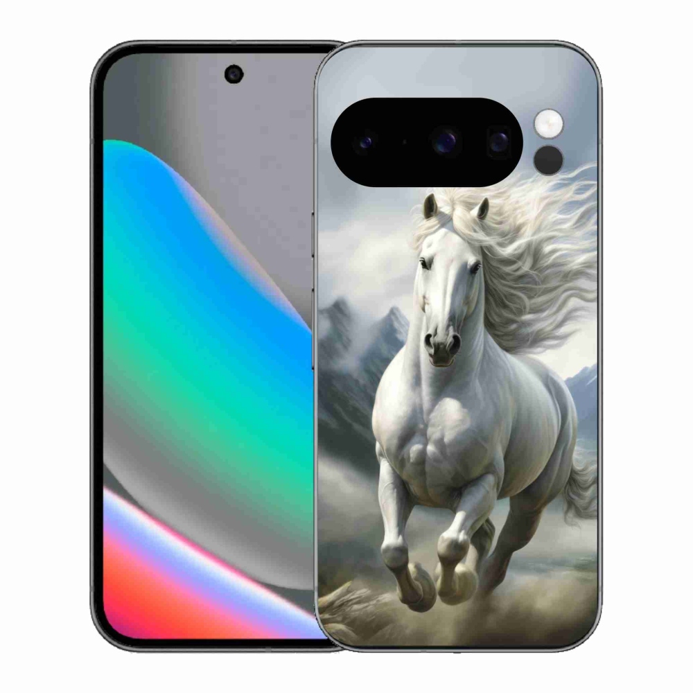 Gelový kryt mmCase na Google Pixel 10 Pro - běžící bílý kůň 3