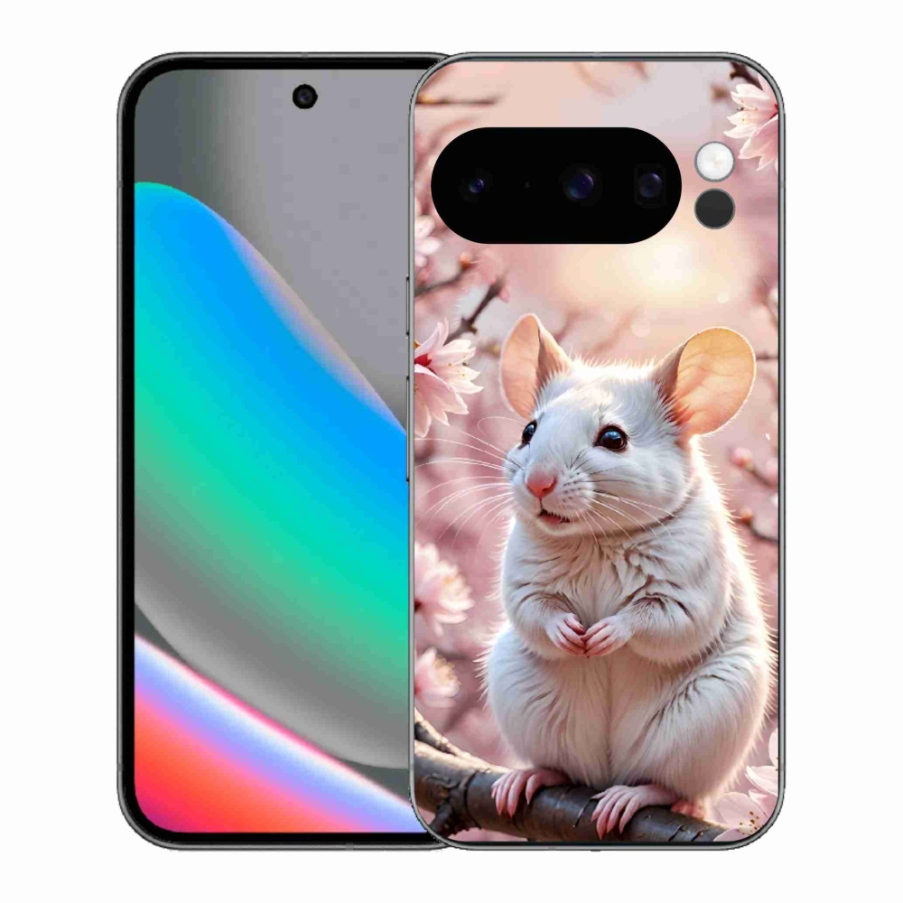 Gelový kryt mmCase na Google Pixel 10 Pro - bílá myš na větvi