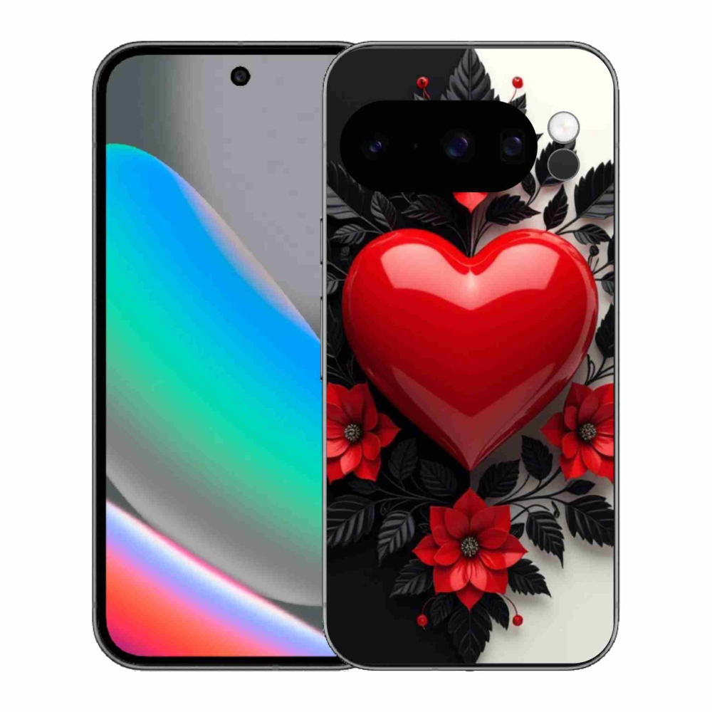 Gelový kryt mmCase na Google Pixel 10 Pro - červené srdce